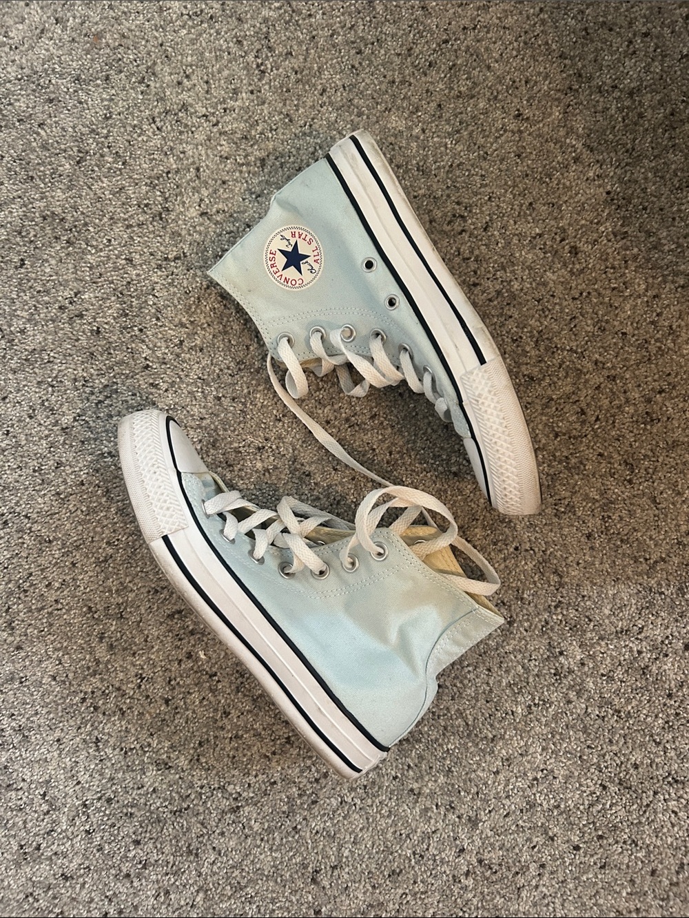 Converse High Top Sneakers in Pale Blue and White
